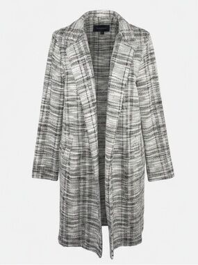 Melloday Open Front Lightweight Plaid Topper Black Ivory from Nordstrom size L